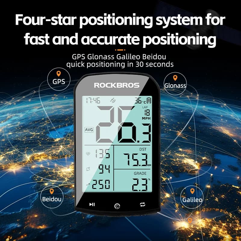 คอมพิวเตอร์จักรยาน GPS พร้อม Bluetooth และ ANT+