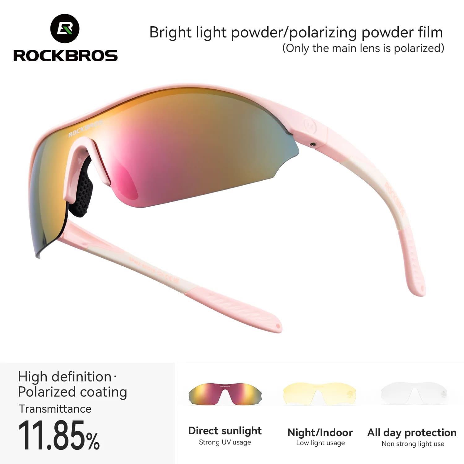 แว่นตากันแดด Polarized สำหรับปั่นจักรยาน พร้อมเลนส์สำรอง 2 ชิ้น
