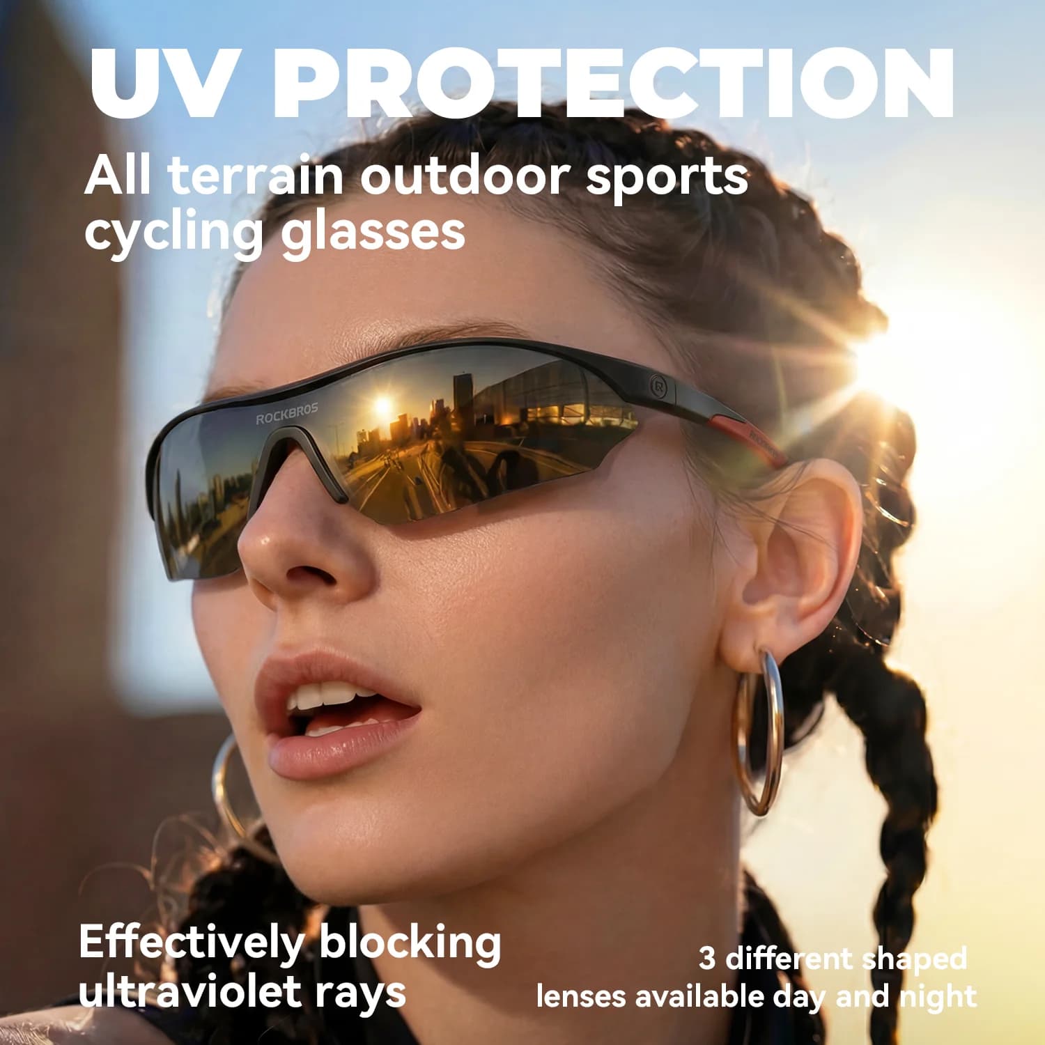 แว่นตากันแดด Polarized สำหรับปั่นจักรยาน พร้อมเลนส์สำรอง 2 ชิ้น