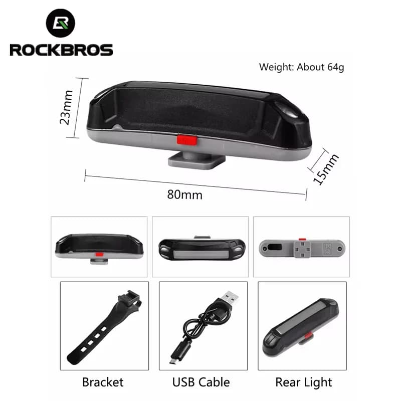 ไฟท้ายจักรยาน LED แบบชาร์จ USB