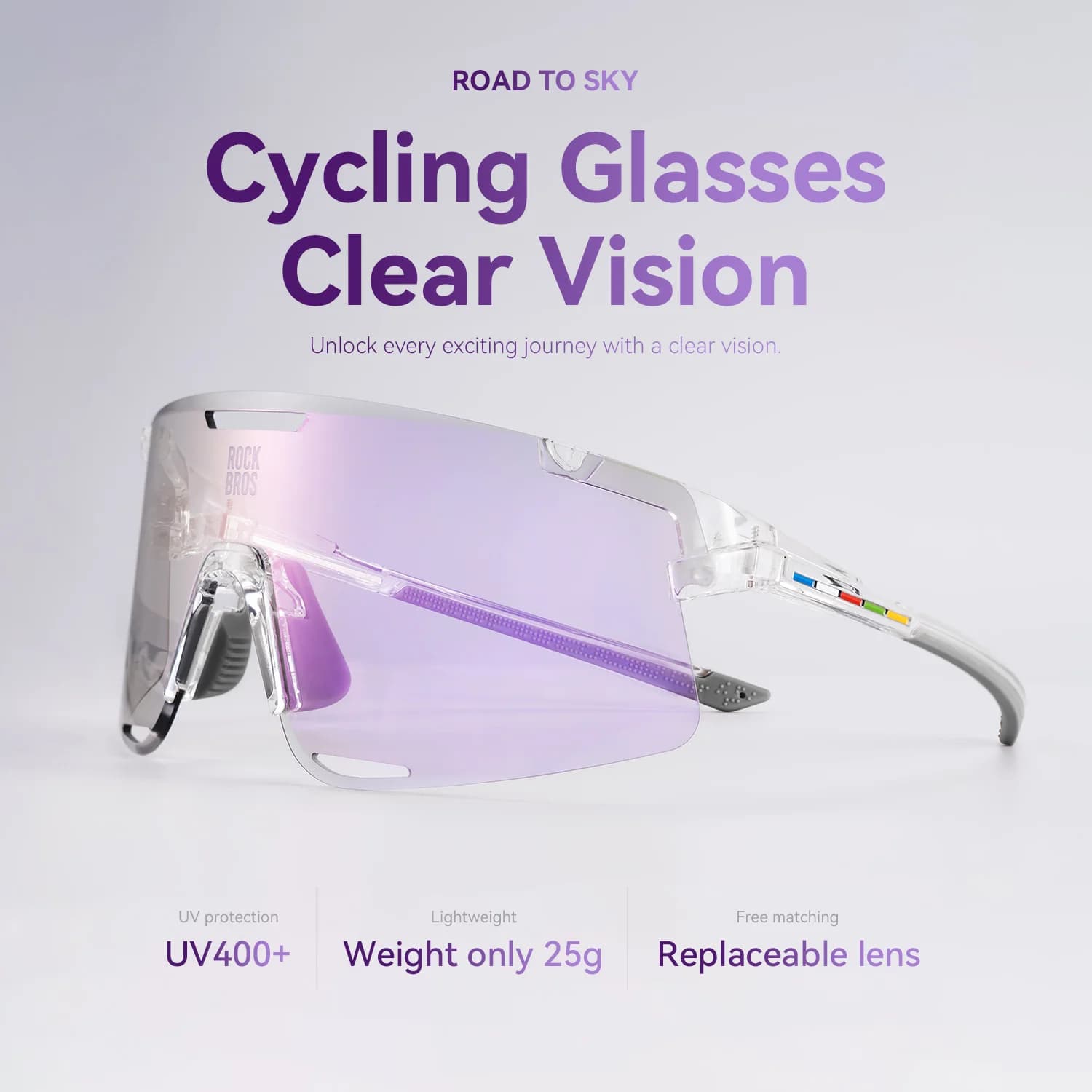 แว่นตาปั่นจักรยาน เลนส์เปลี่ยนสี/โพลาไรซ์ พร้อมเลนส์สำรอง 3 ชิ้น